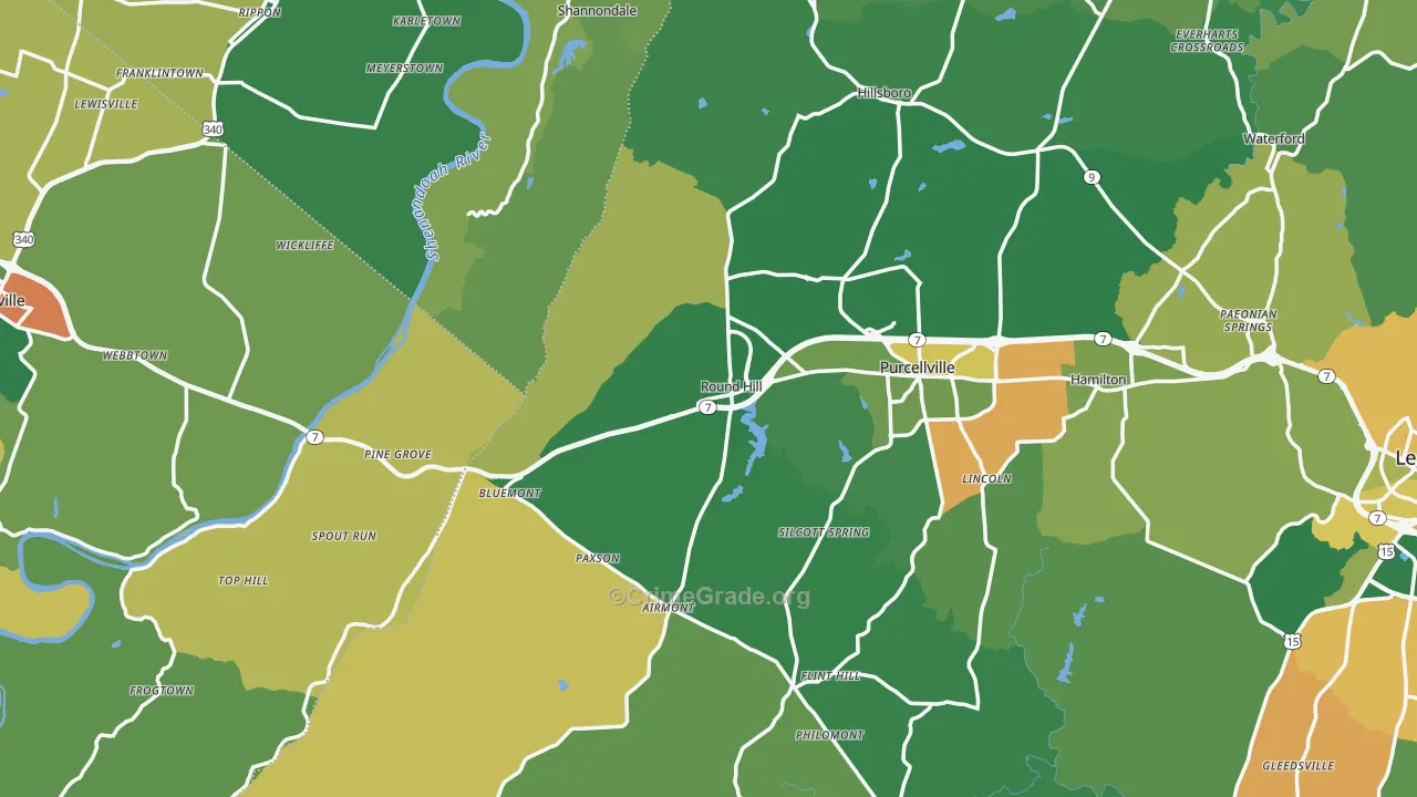 Round Hill, VA Map of Assault Rates