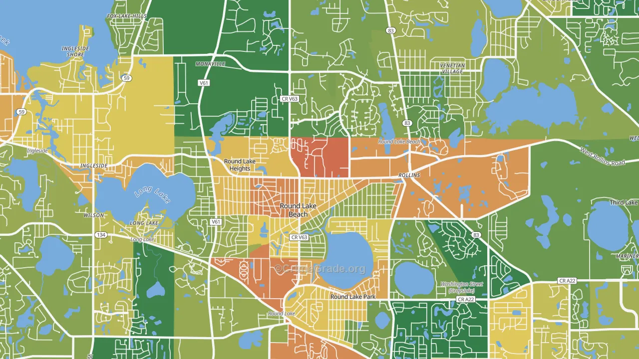 Round Lake Beach, IL Map of Assault Rates