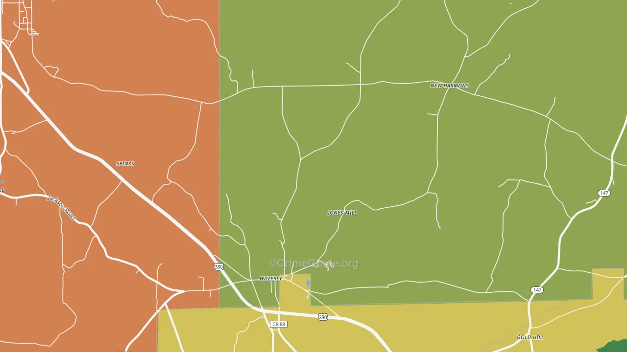 Round Mountain, AL Map of Assault Rates