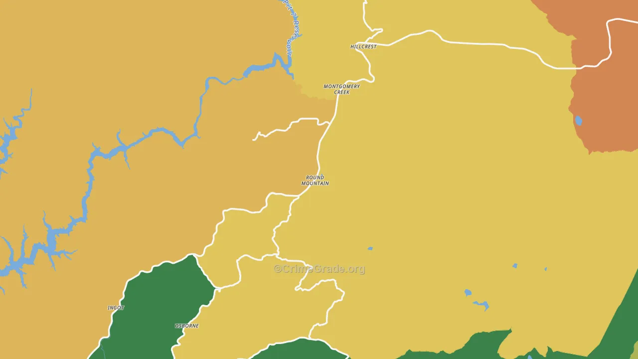 Round Mountain, CA Map of Assault Rates