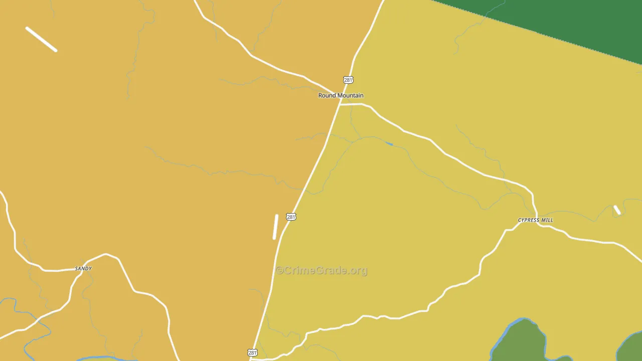 Round Mountain, TX Map of Assault Rates