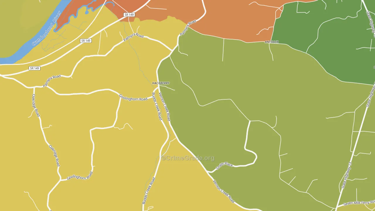 Round Pond, TN Map of Assault Rates