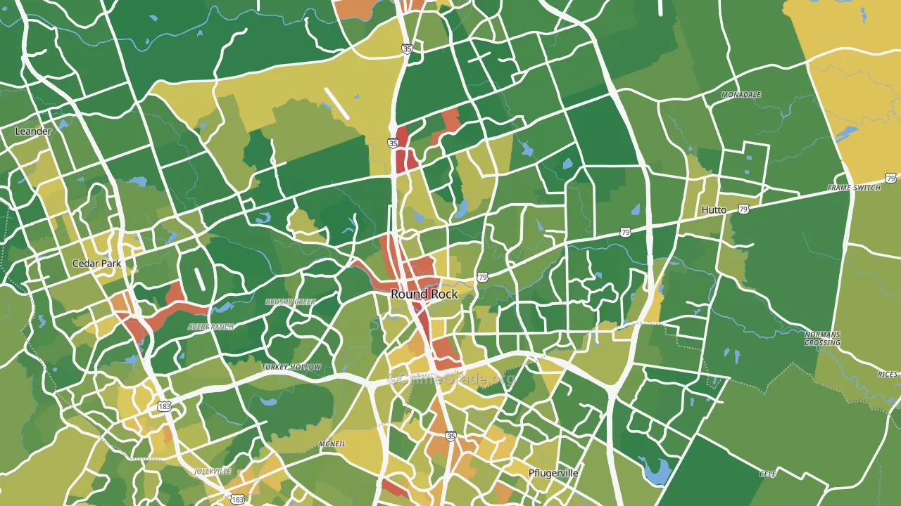 Round Rock, TX Map of Assault Rates