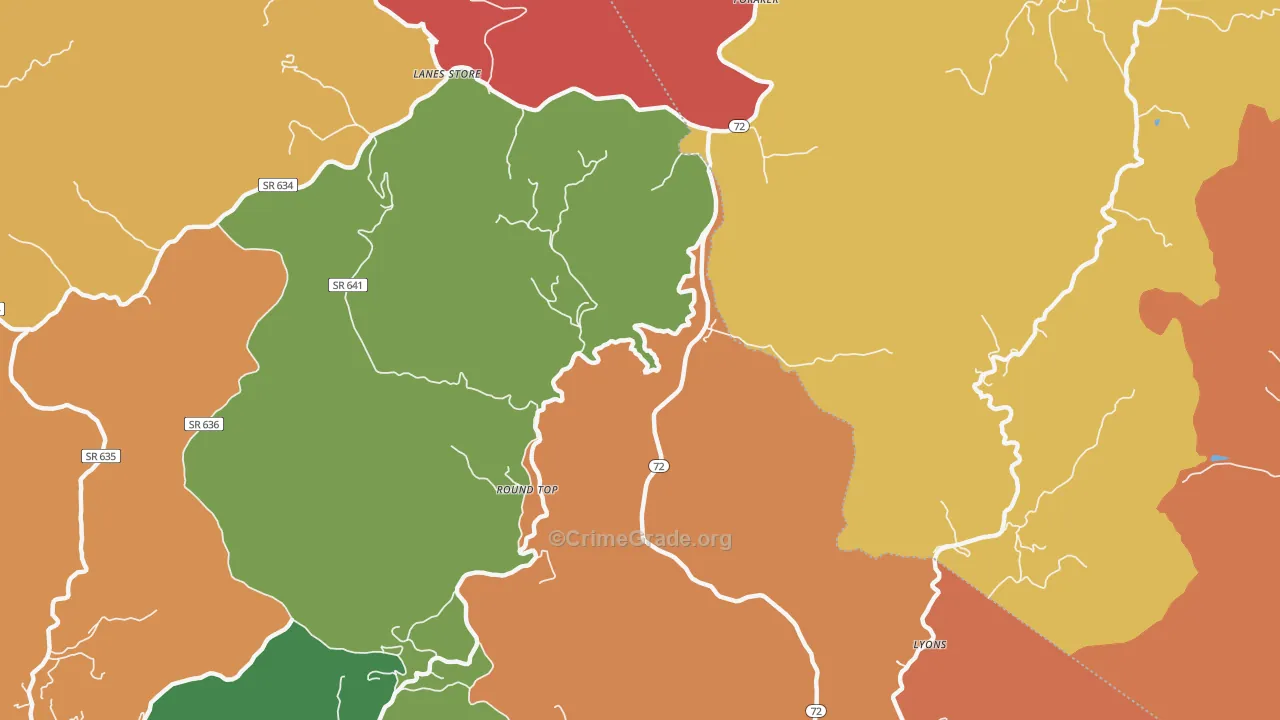 Round Top, VA Map of Assault Rates