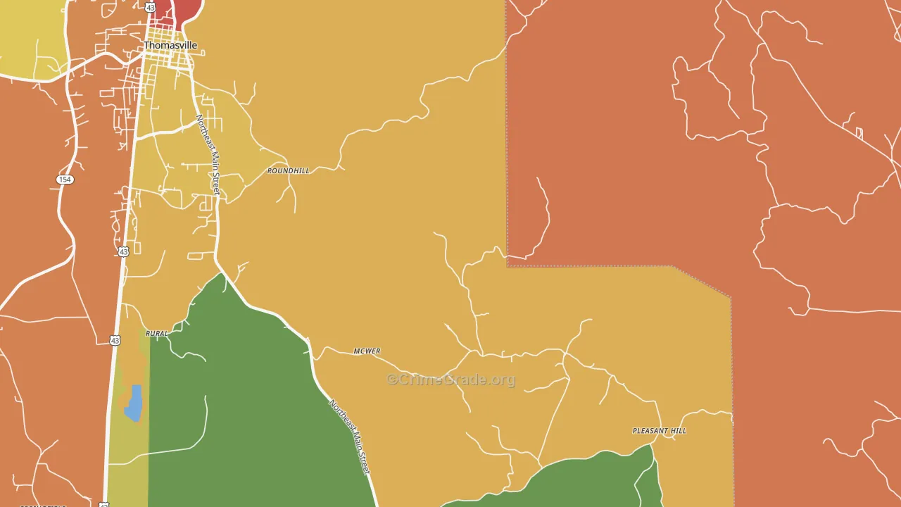 Roundhill, AL Map of Assault Rates
