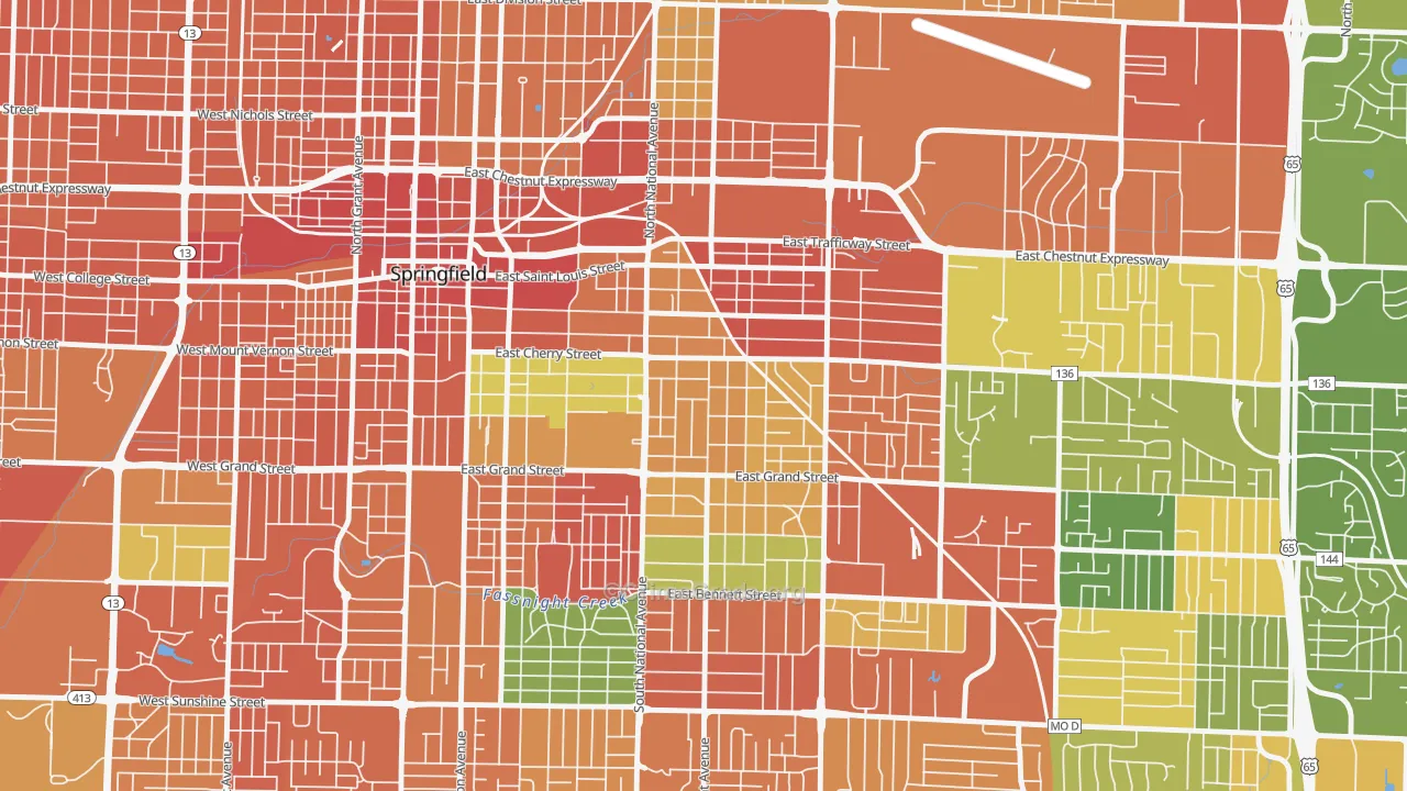 Rountree, Springfield, MO Map of Assault Rates