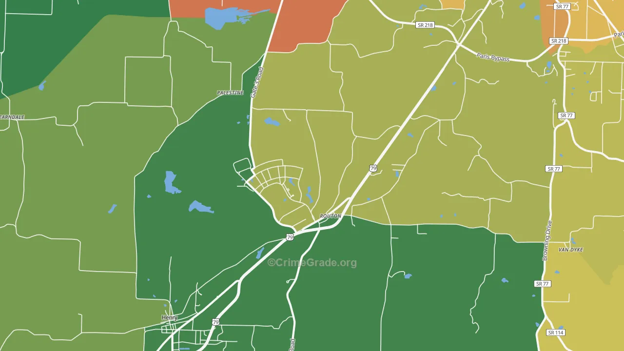 Routon, TN Map of Assault Rates