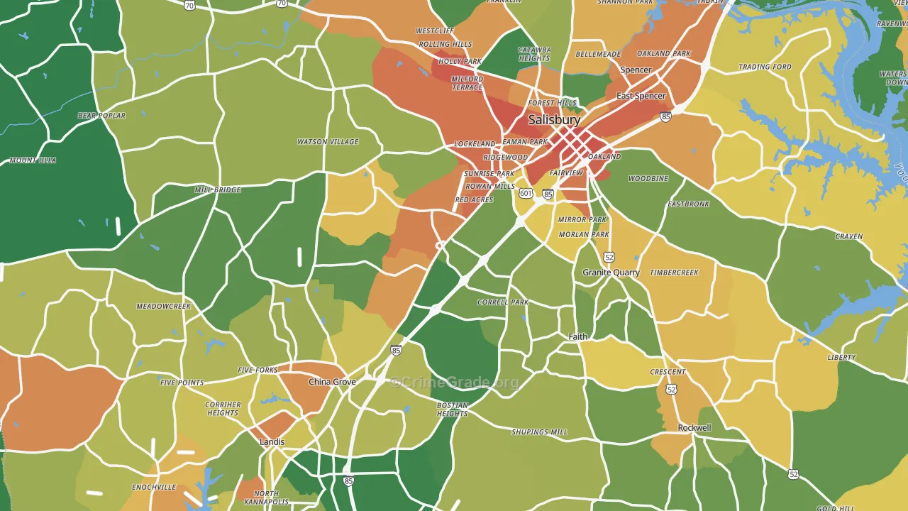 Rowan County, NC Map of Assault Rates
