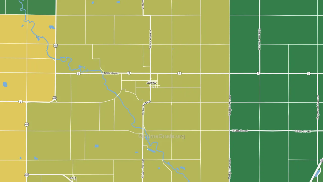 Rowan, IA Map of Assault Rates