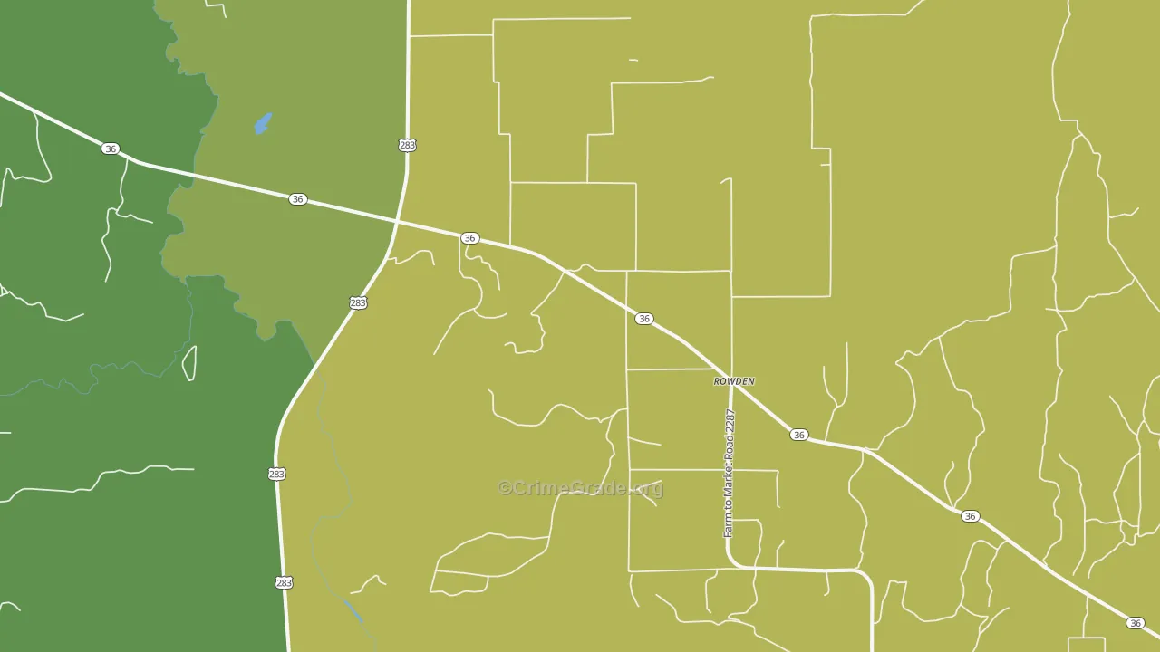 Rowden, TX Map of Assault Rates