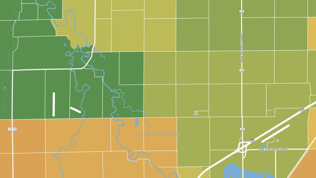Rowe, IL Map of Assault Rates