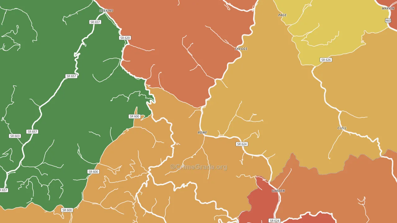 Rowe, VA Map of Assault Rates