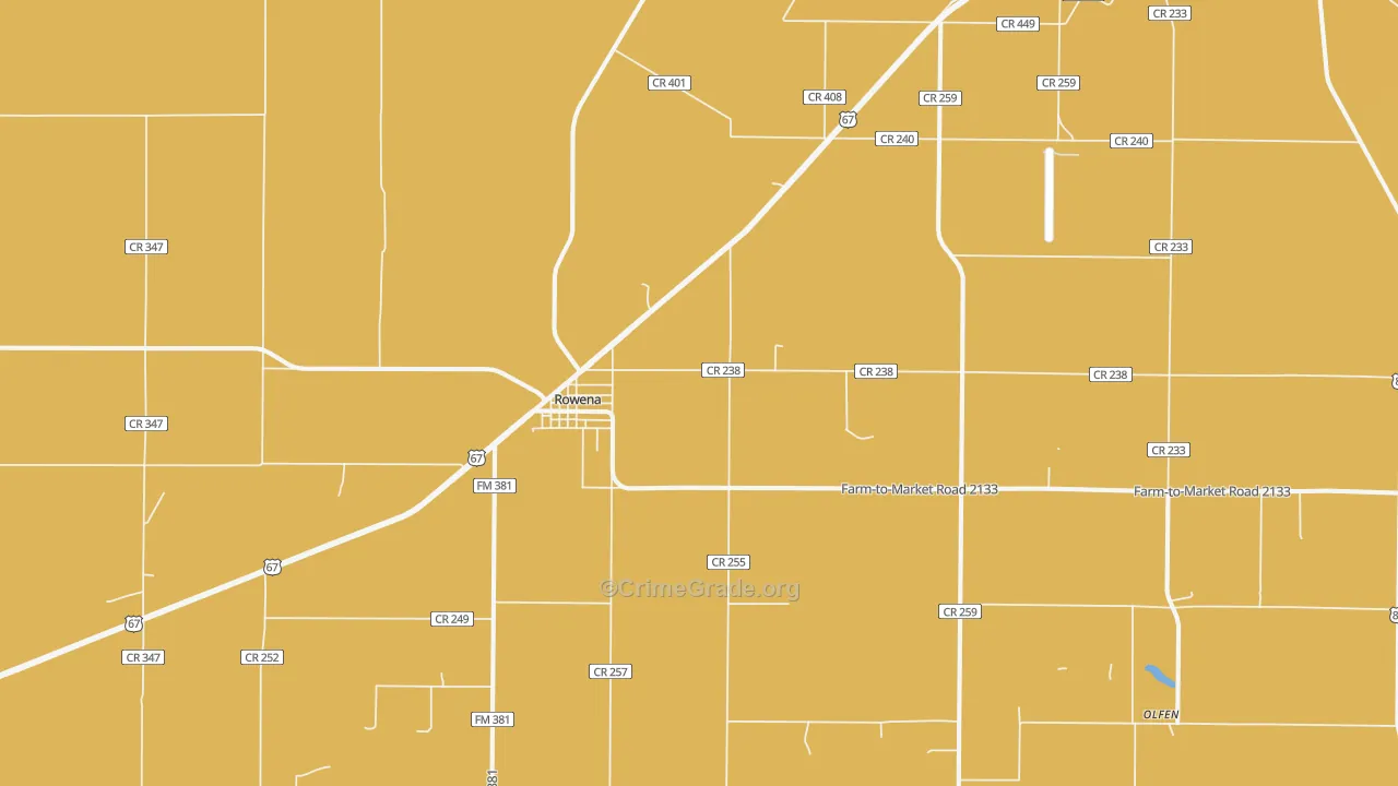 Rowena, TX Map of Assault Rates
