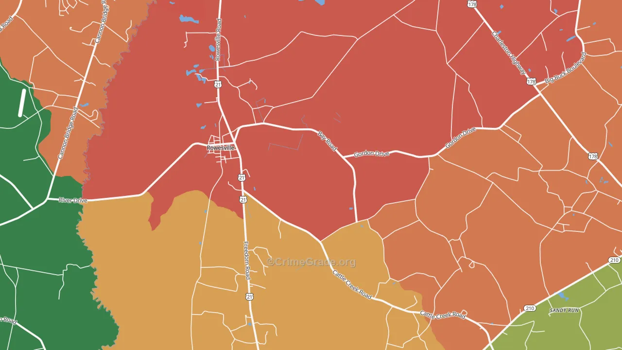 Rowesville, SC Map of Assault Rates