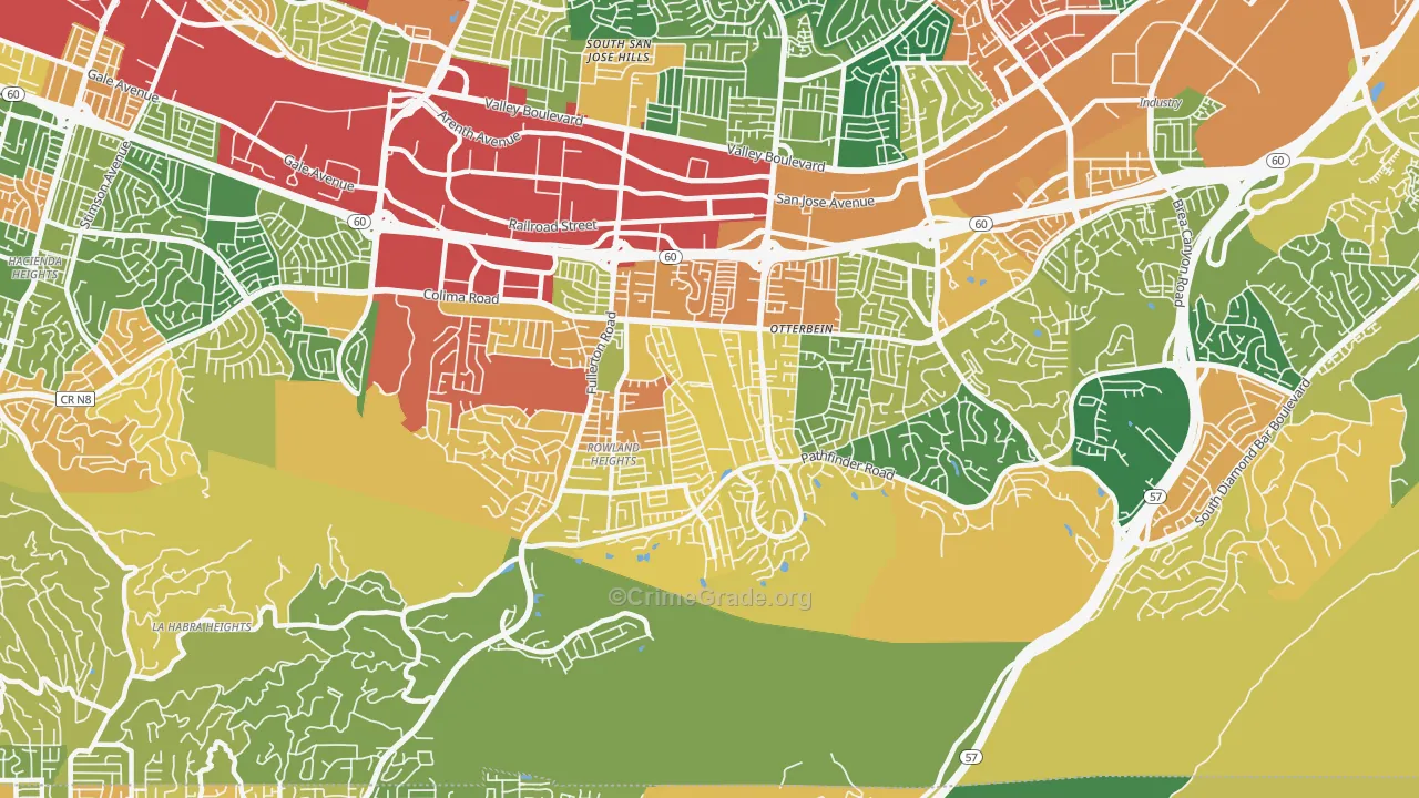 Rowland Heights, CA Map of Assault Rates