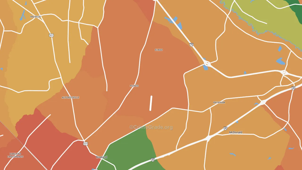 Rowland, NC Map of Assault Rates