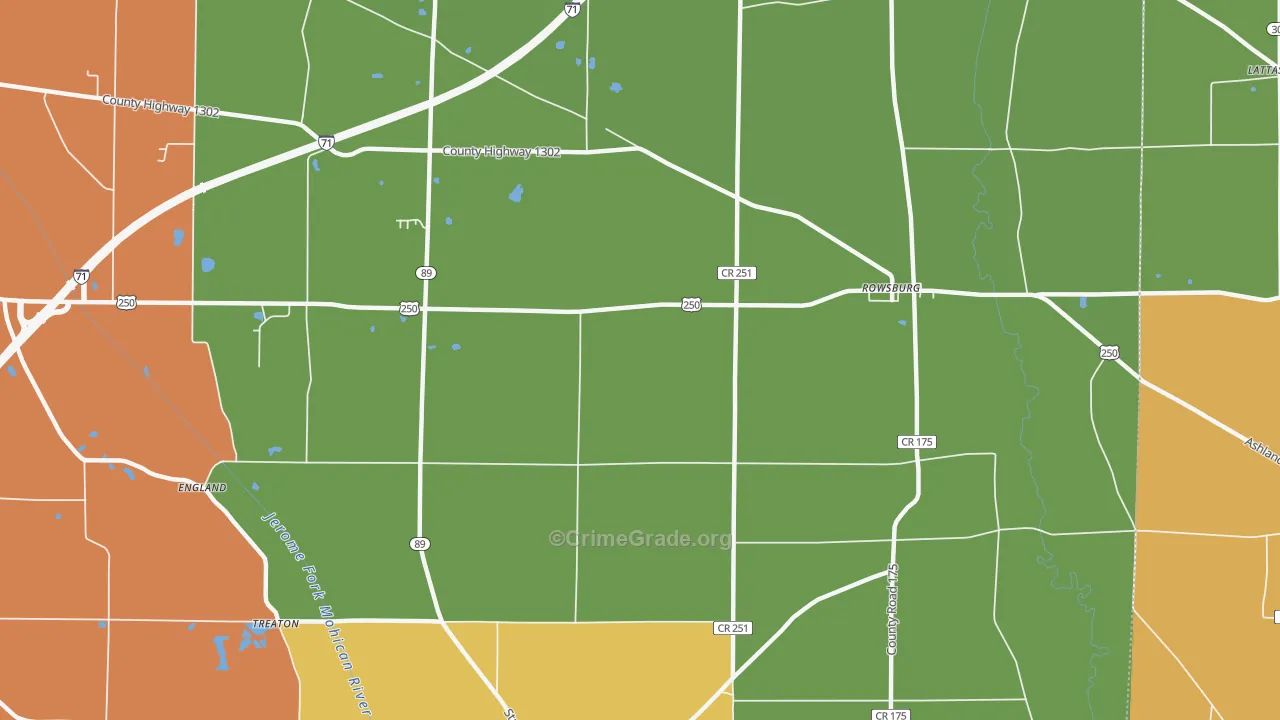 Rowsburg, OH Map of Assault Rates