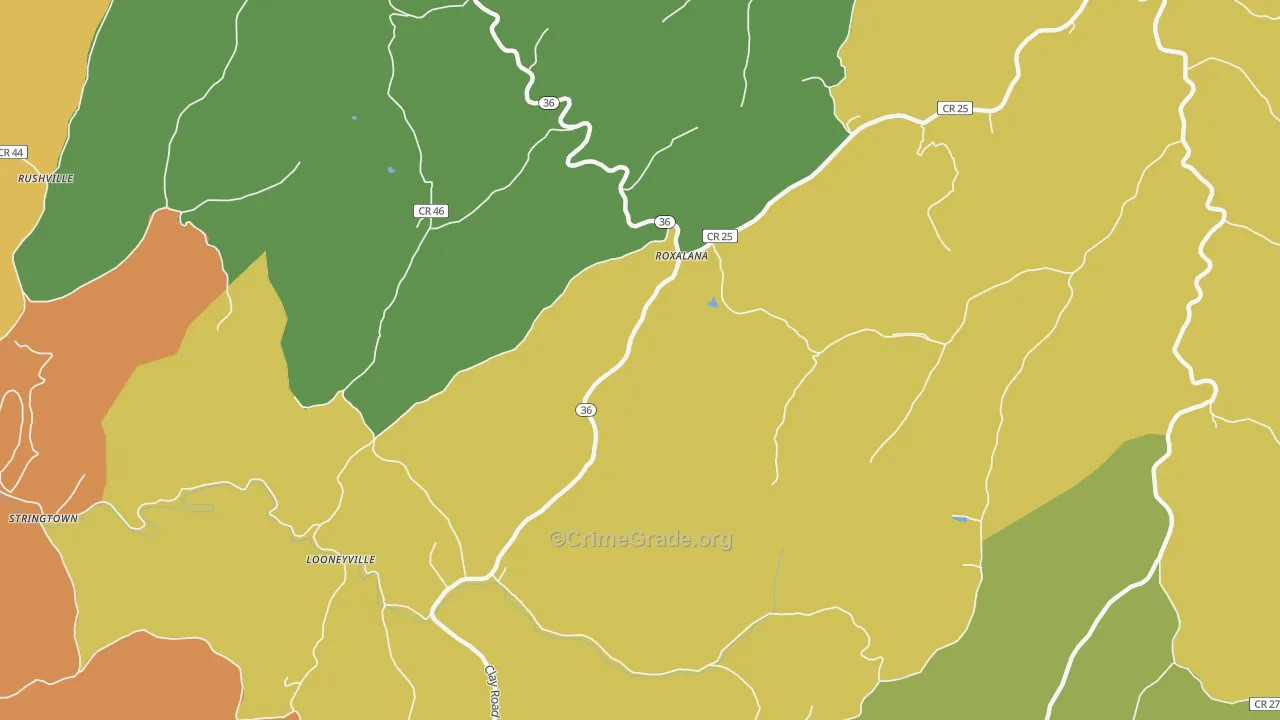 Roxalana, WV Map of Assault Rates