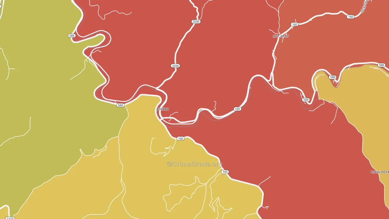 Roxana, KY Map of Assault Rates