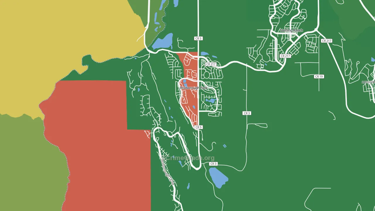 Roxborough Park, CO Map of Assault Rates