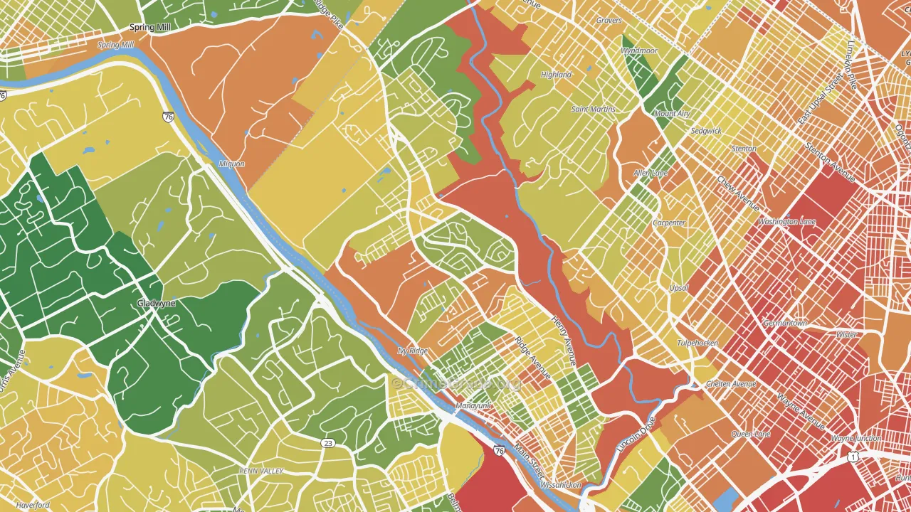Roxborough, Philadelphia, PA Map of Assault Rates