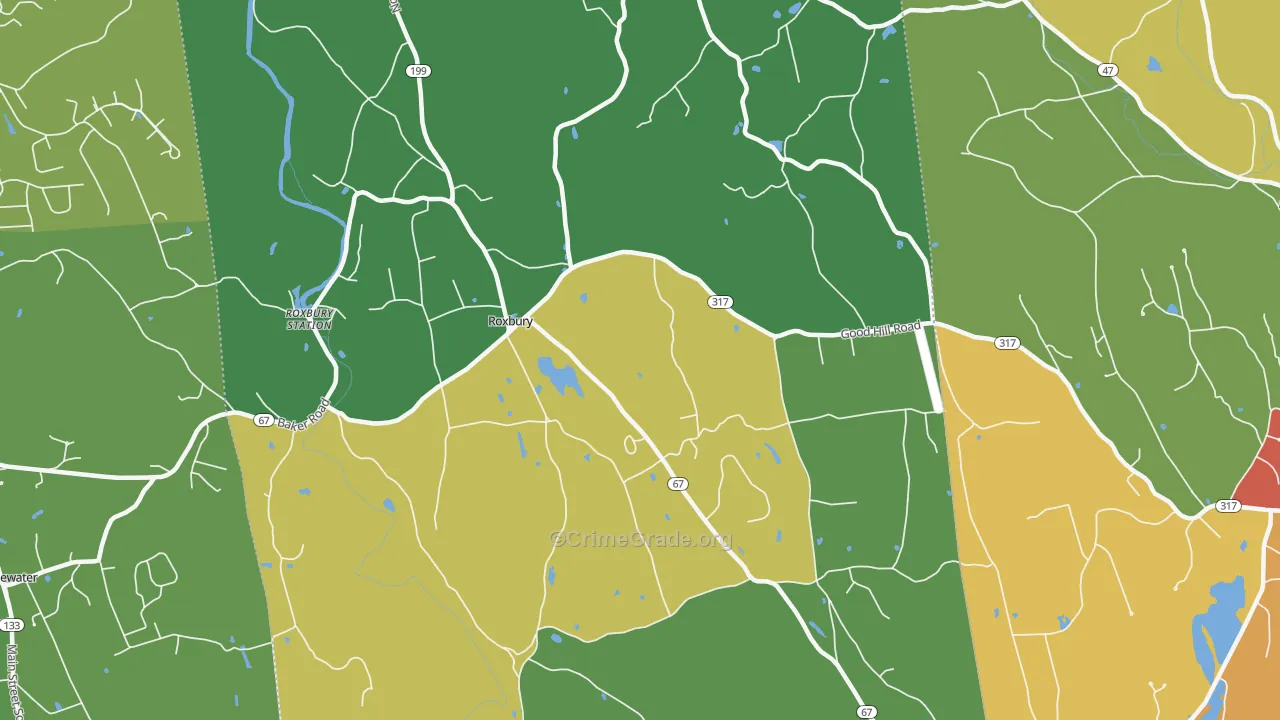 Roxbury, CT Map of Assault Rates