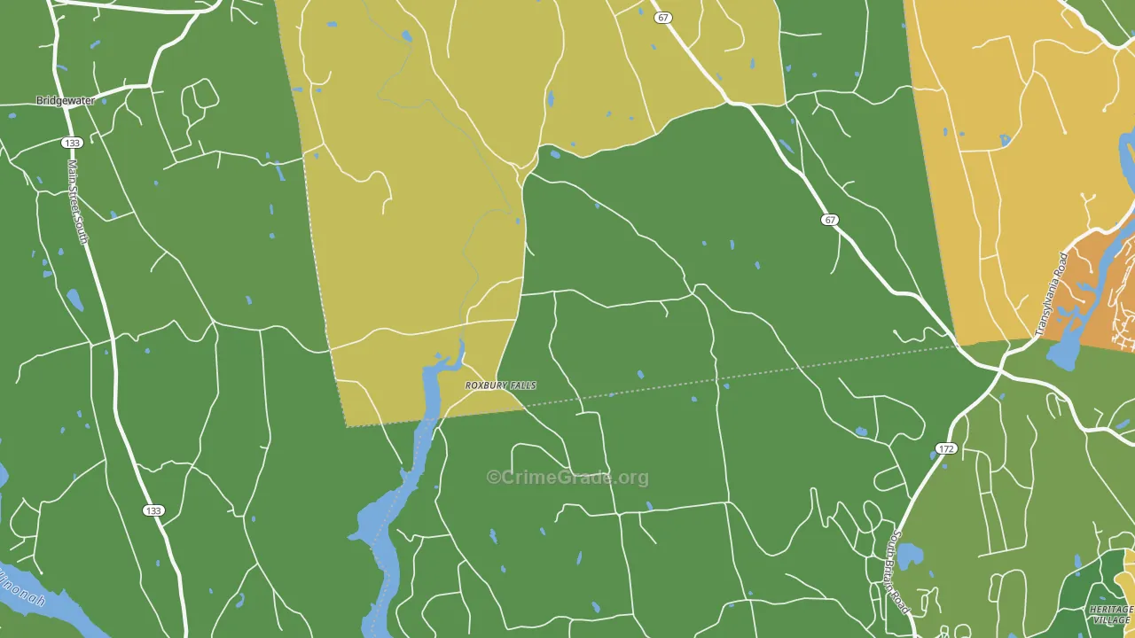Roxbury Falls, CT Map of Assault Rates
