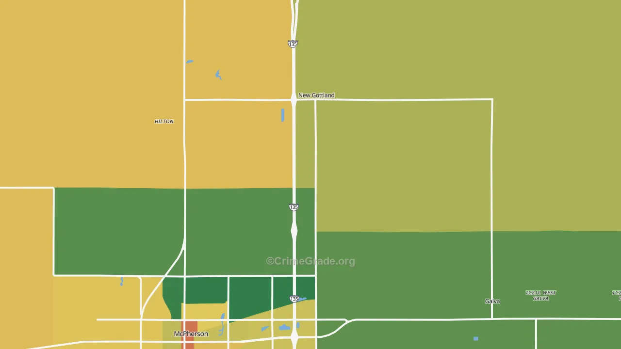 Roxbury, KS Map of Assault Rates