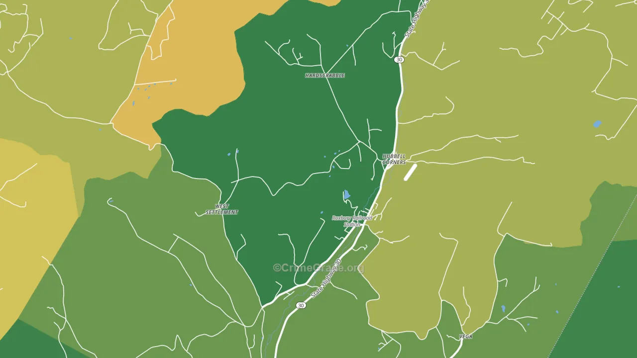 Roxbury, NY Map of Assault Rates