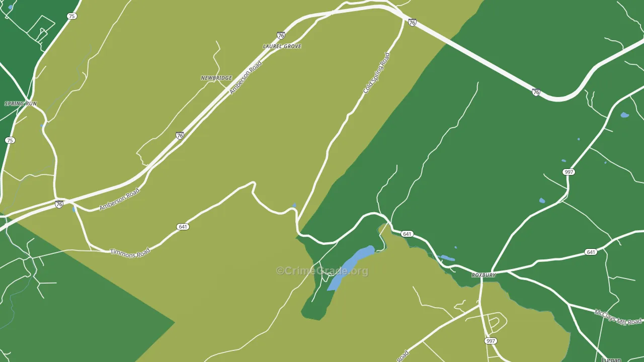 Roxbury, PA Map of Assault Rates