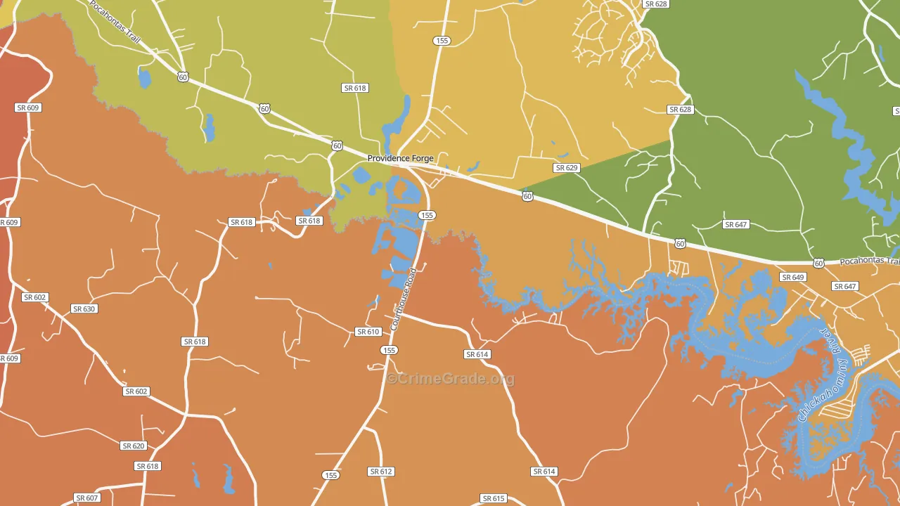 Roxbury, VA Map of Assault Rates