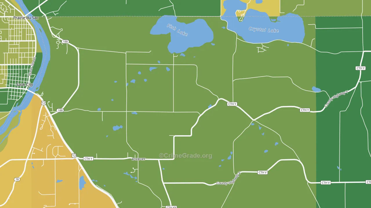 Roxbury, WI Map of Assault Rates