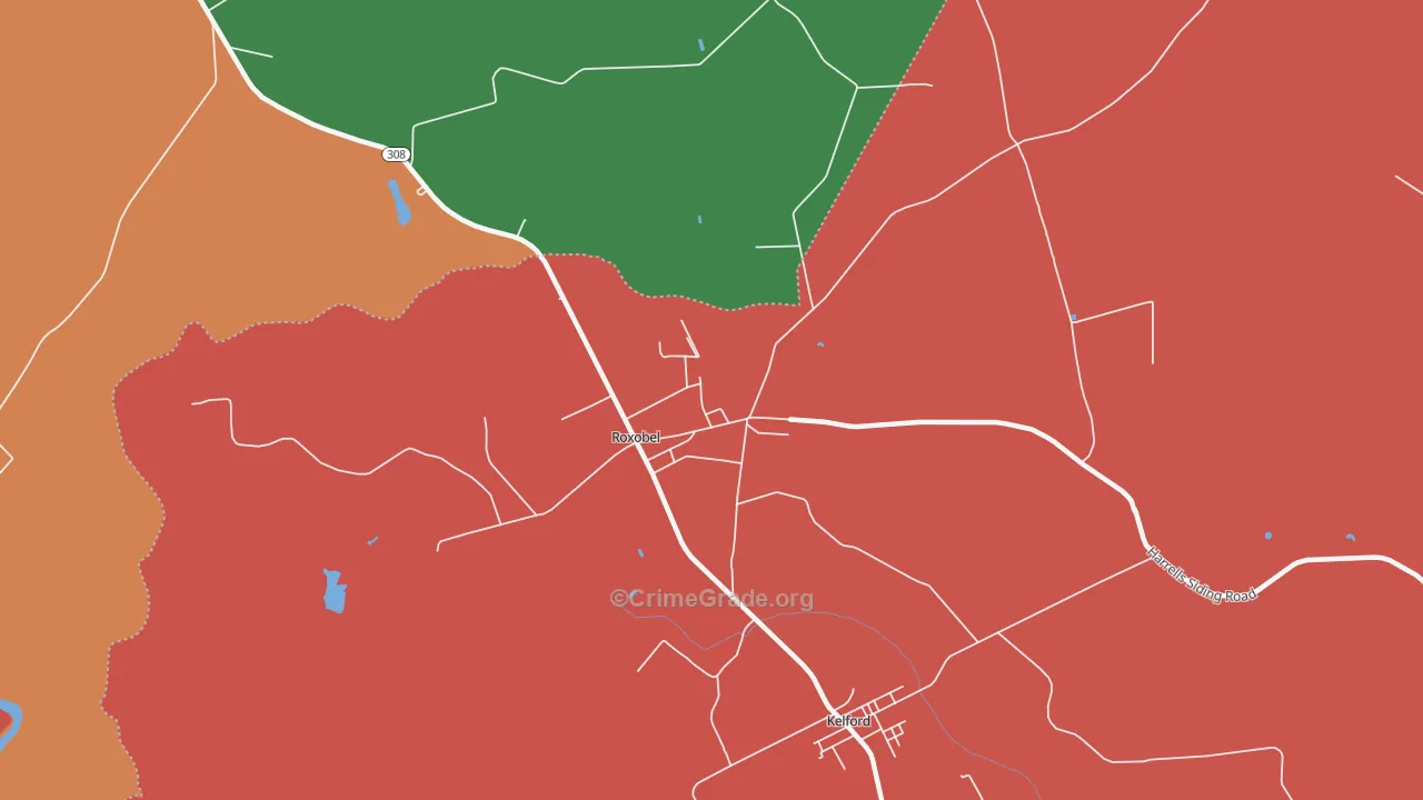 Roxobel, NC Map of Assault Rates