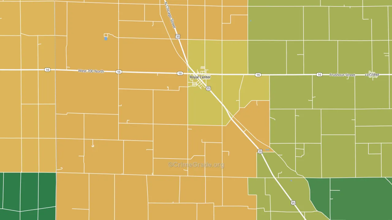 Royal Center, IN Map of Assault Rates