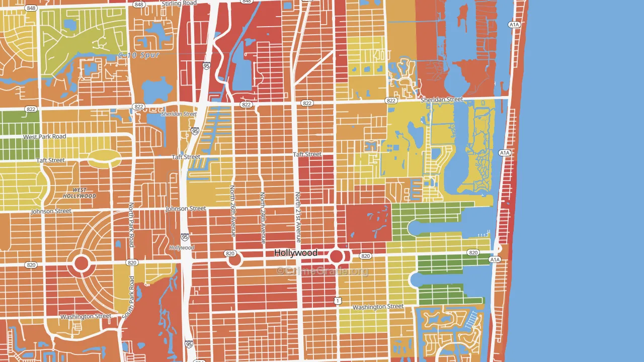 Royal Poinciana, Hollywood, FL Map of Assault Rates