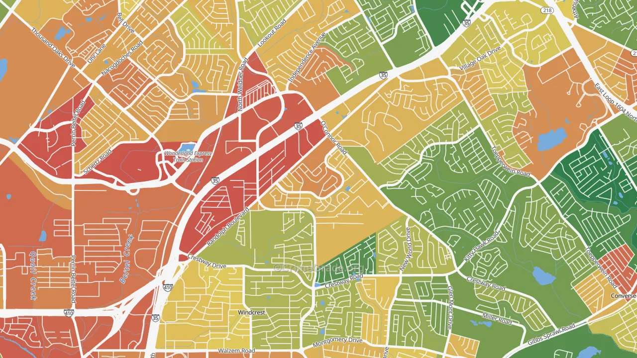 Royal Ridge, San Antonio, TX Map of Assault Rates