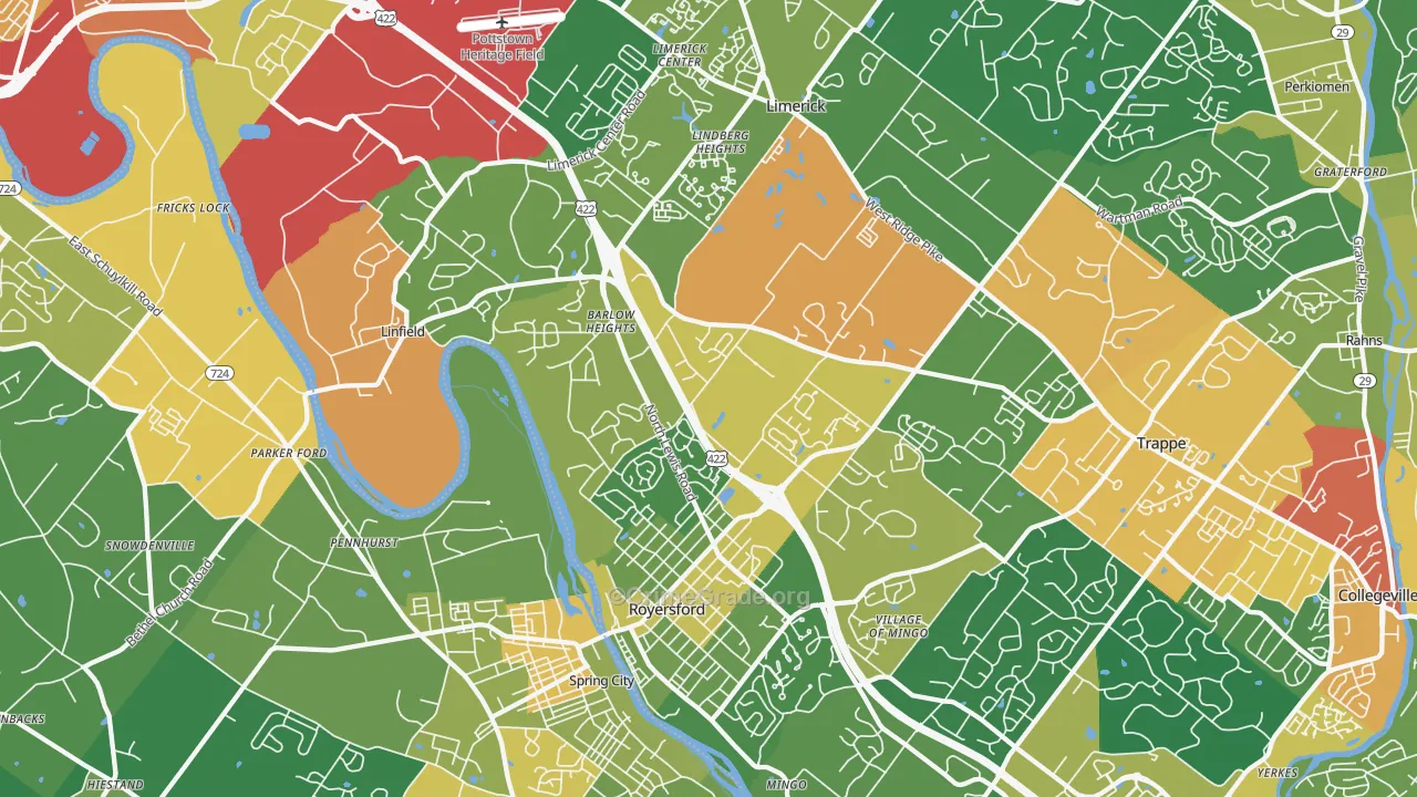 Royersford, PA Map of Assault Rates