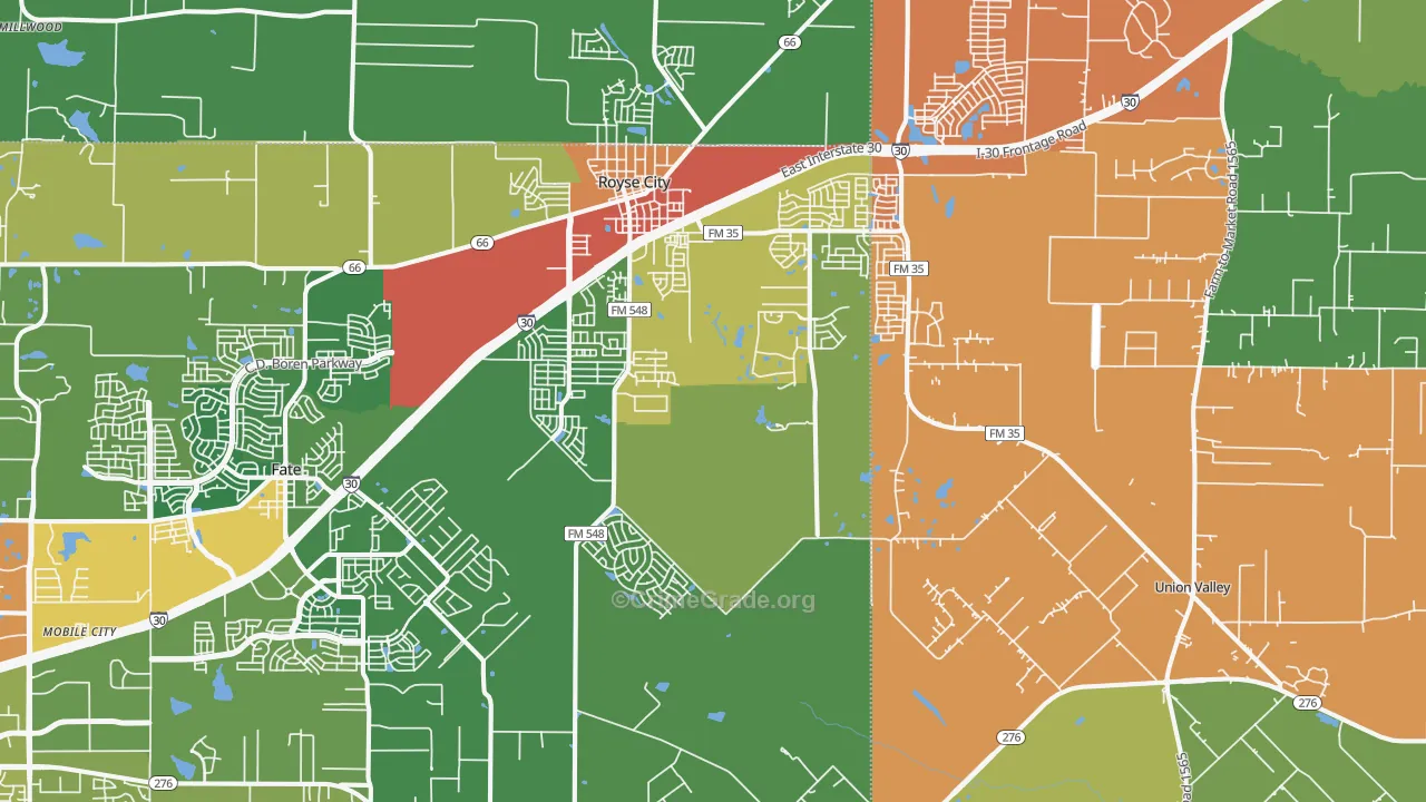 Royse City, TX Map of Assault Rates