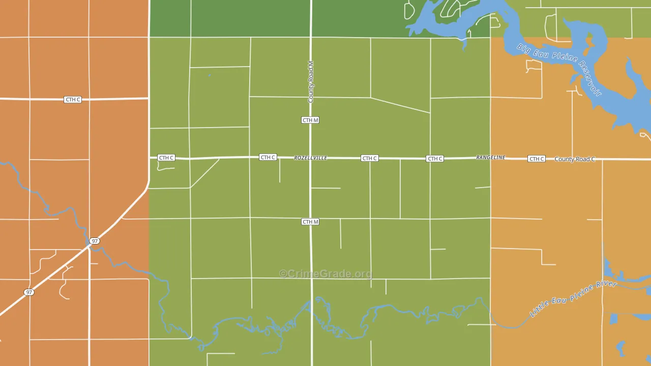 Rozellville, WI Map of Assault Rates