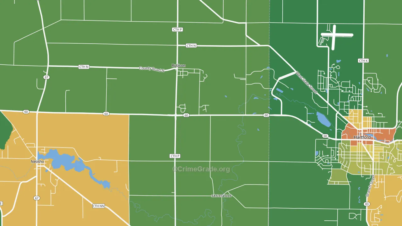Rubicon, WI Map of Assault Rates