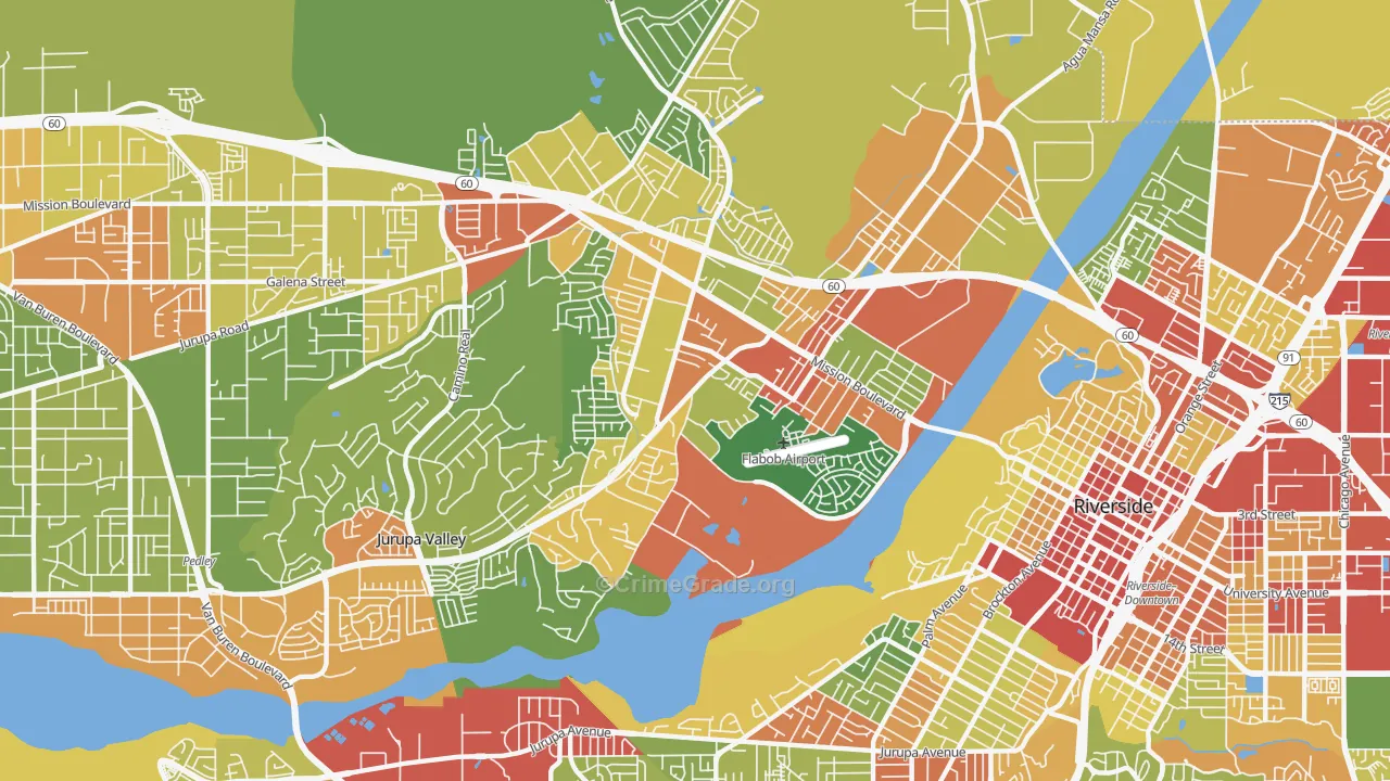 Rubidoux, CA Map of Assault Rates