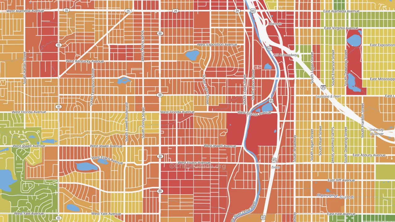 Ruby Hill, Denver, CO Map of Assault Rates