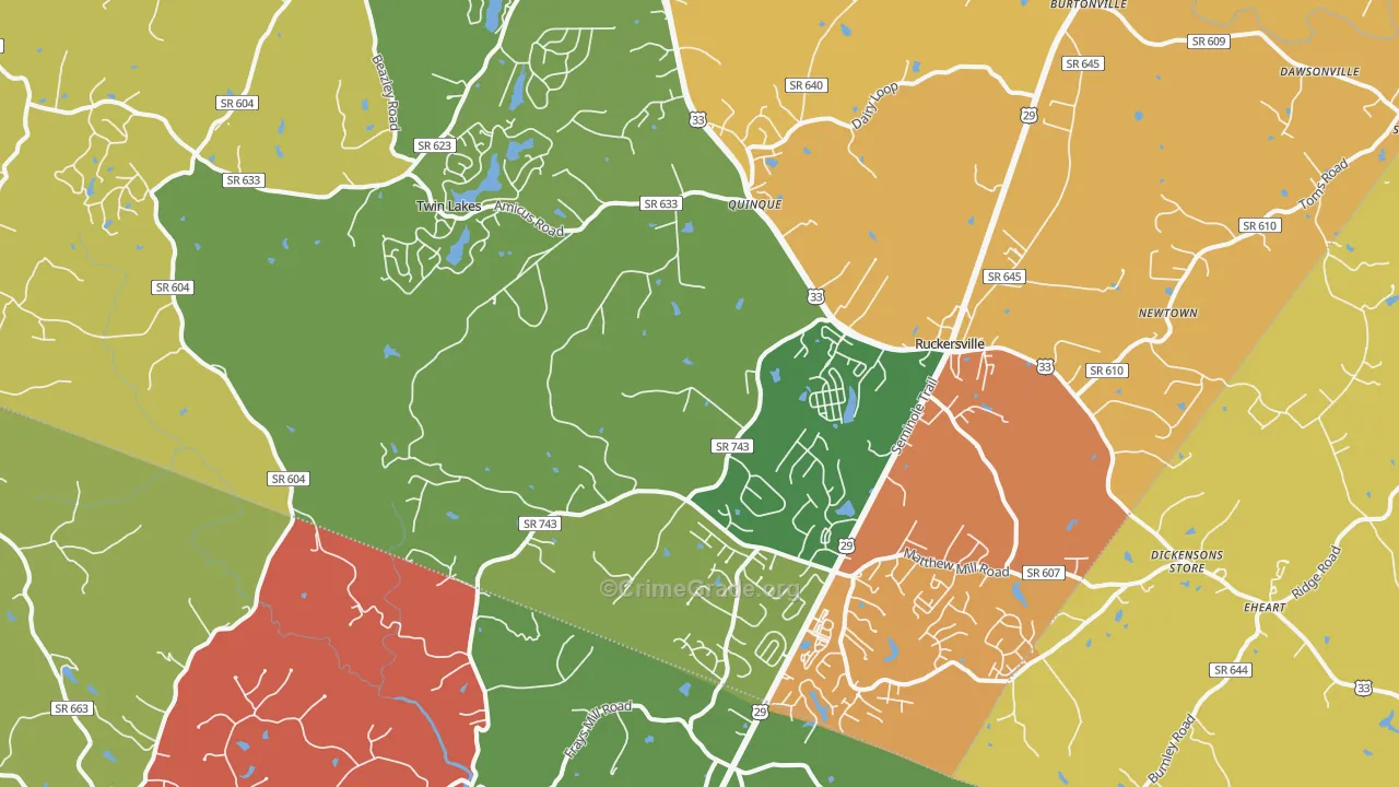 Ruckersville, VA Map of Assault Rates
