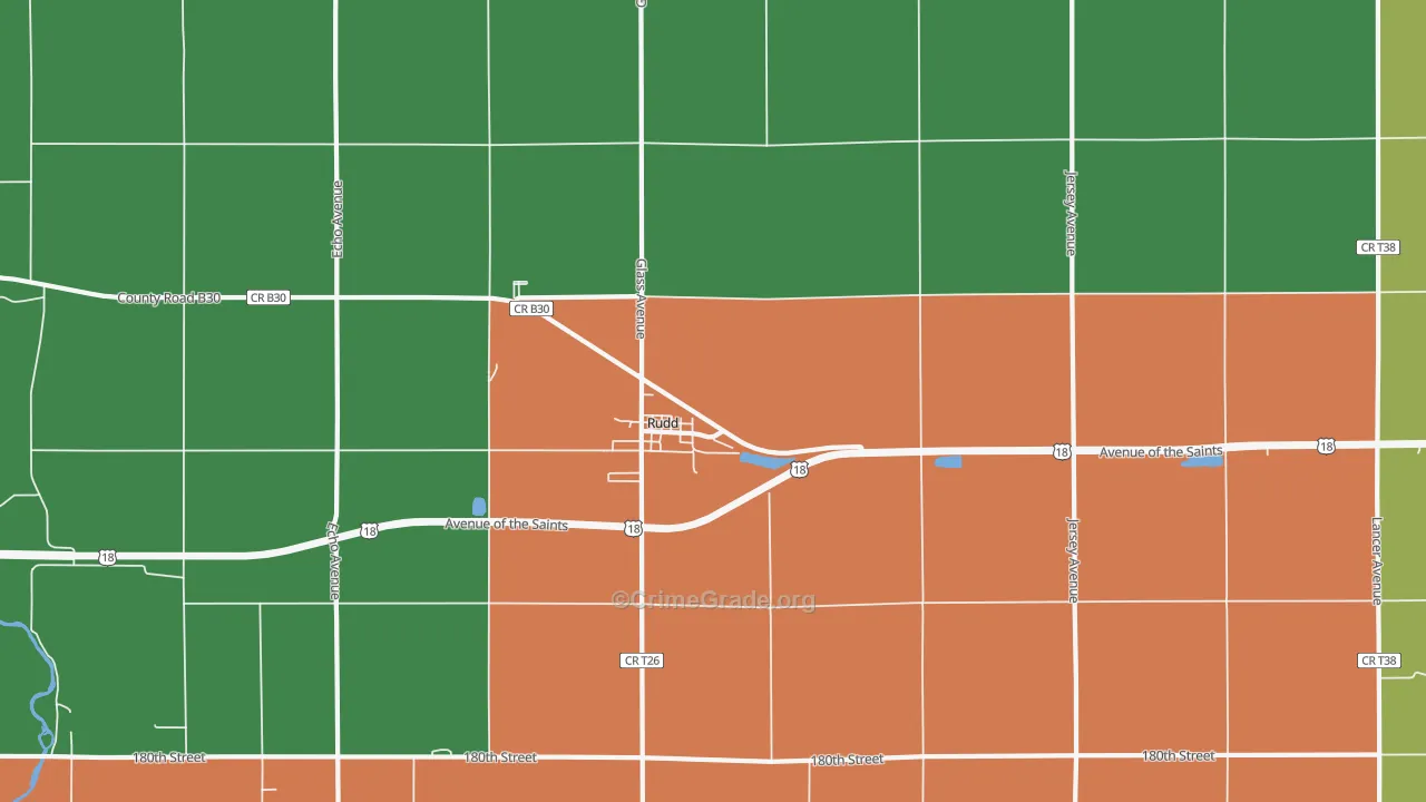 Rudd, IA Map of Assault Rates