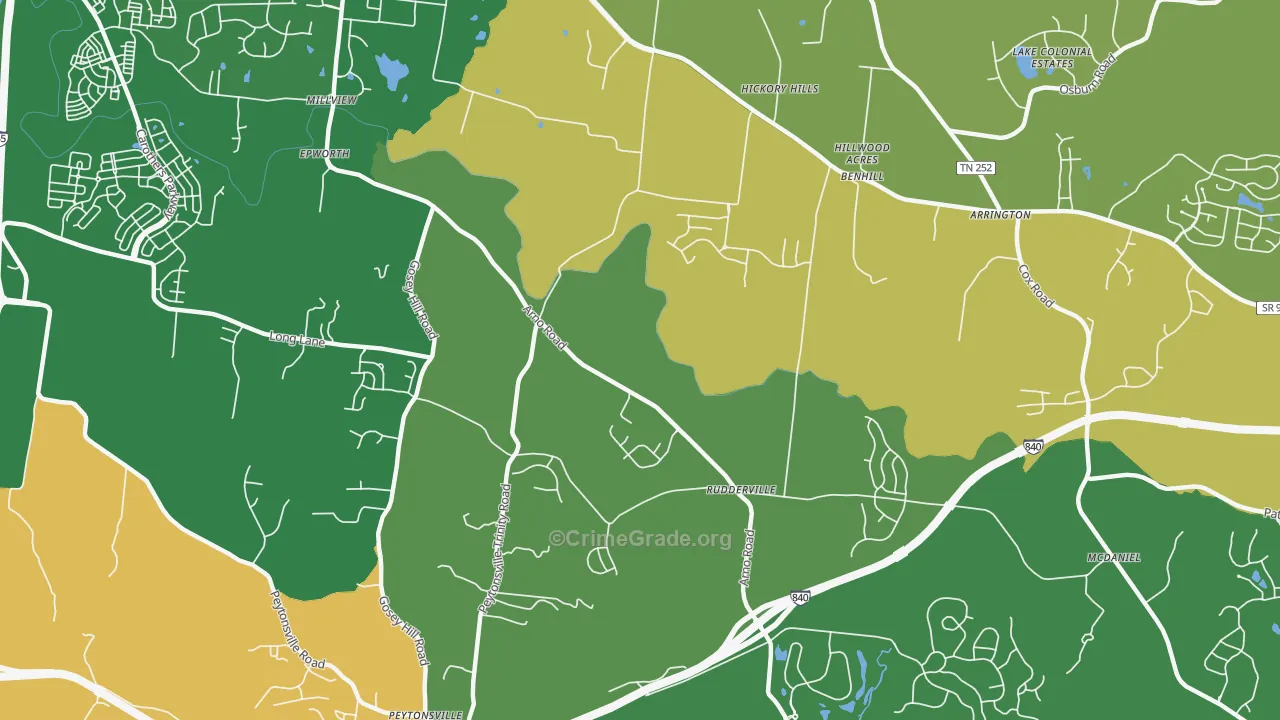Rudderville, TN Map of Assault Rates