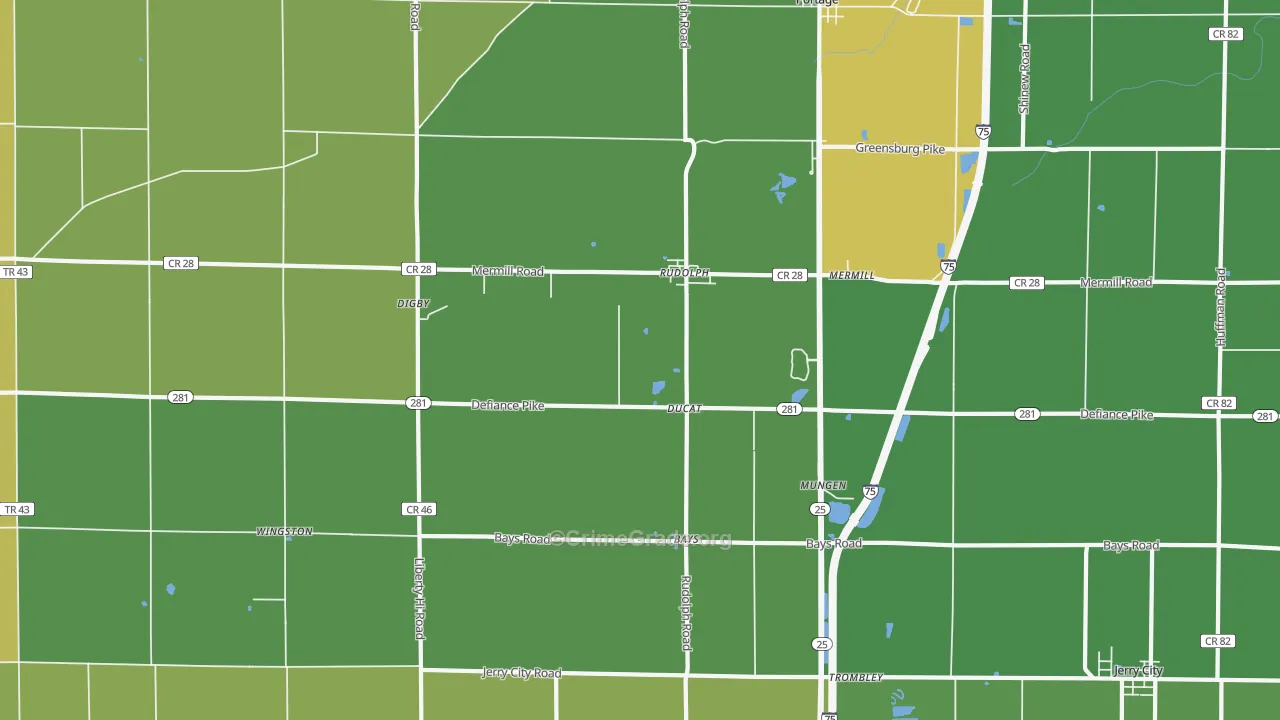 Rudolph, OH Map of Assault Rates