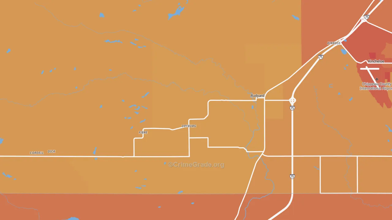 Rudyard, MI Map of Assault Rates