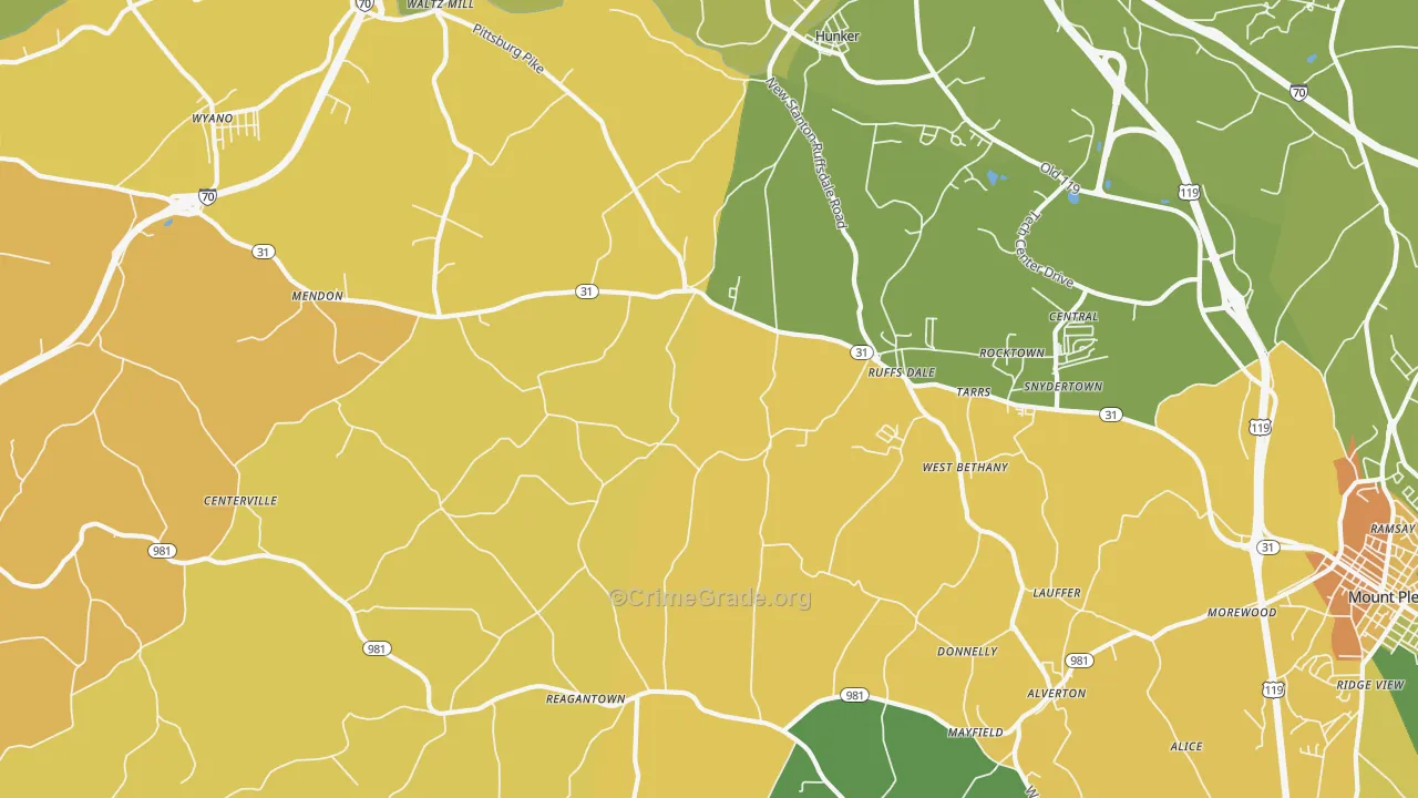 Ruffsdale, PA Map of Assault Rates