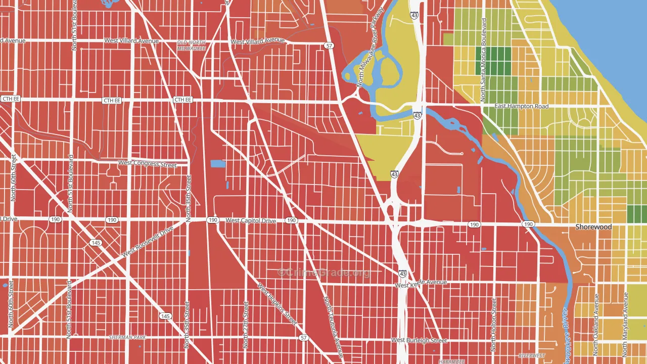 Rufus King, Milwaukee, WI Map of Assault Rates