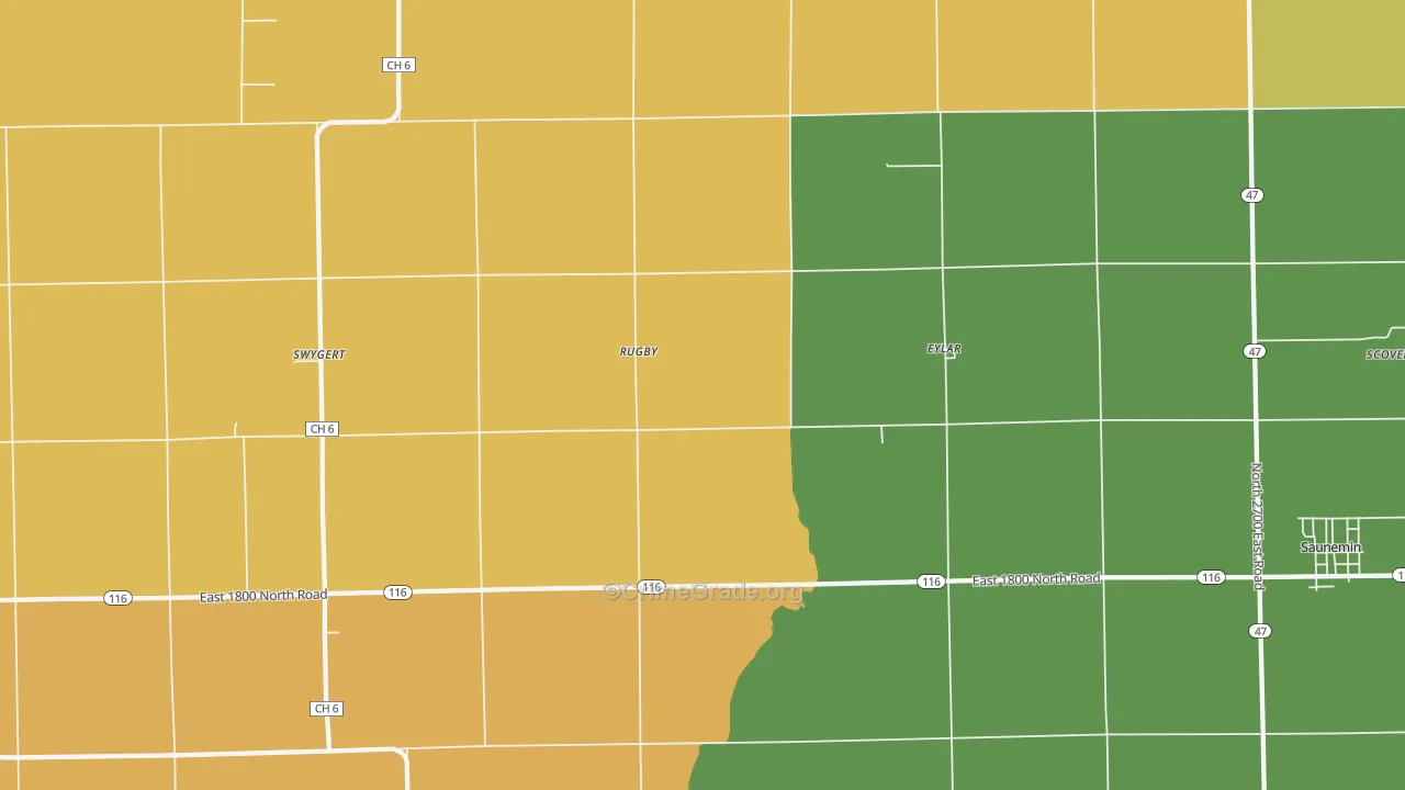 Rugby, IL Map of Assault Rates